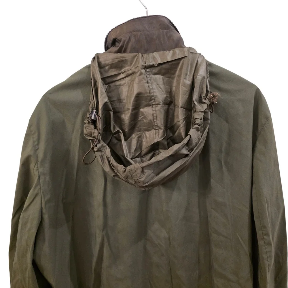CARDINAL OF CANADA L Olive Wool Silk Zip Jacket Quiet Luxury Normcore Minimalist
